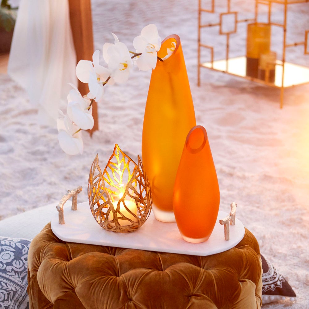 Sunrise Flame Candleholder | Antique Gold - Small