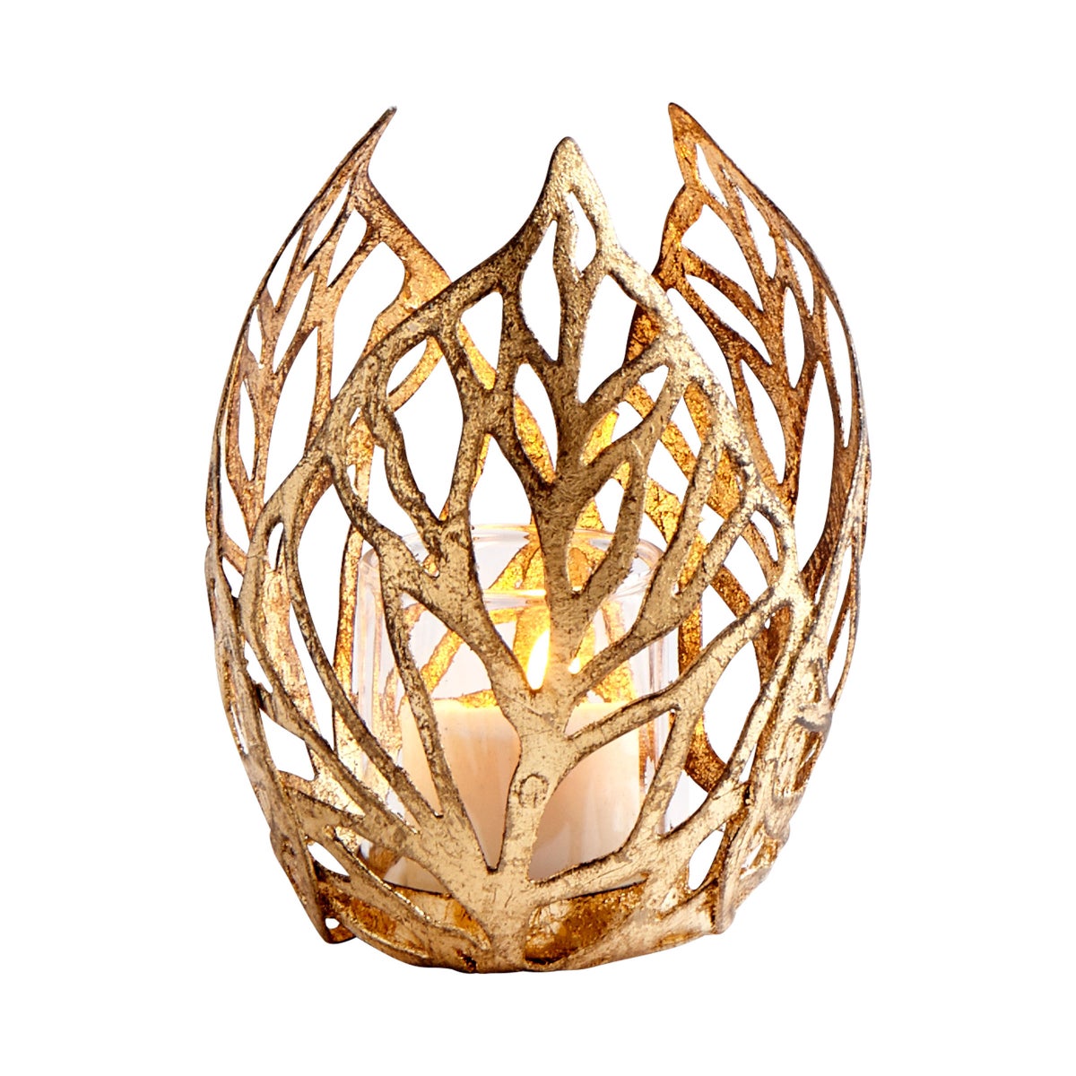 Sunrise Flame Candleholder | Antique Gold - Small