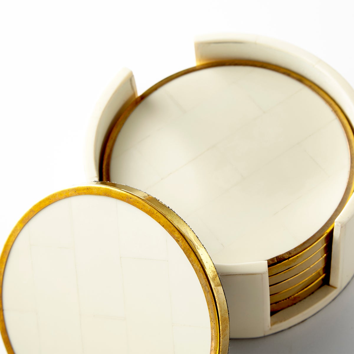 Gatsby Coasters | Brass And White