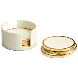 Gatsby Coasters, Brass And White - coasters