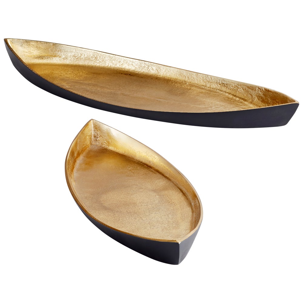 Alumbrar Tray | Matt Black And Gold - Medium