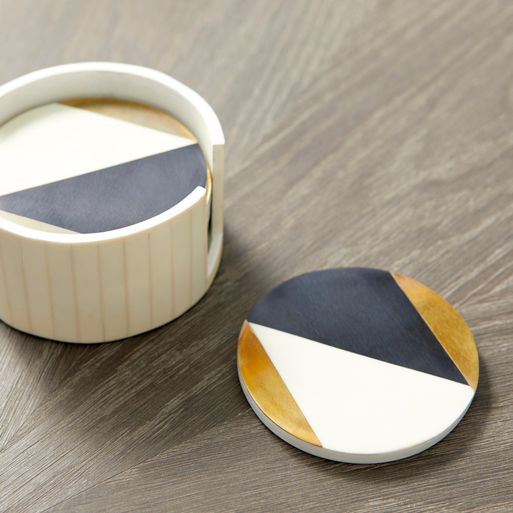 Modametric Coasters | Black - Gold - White