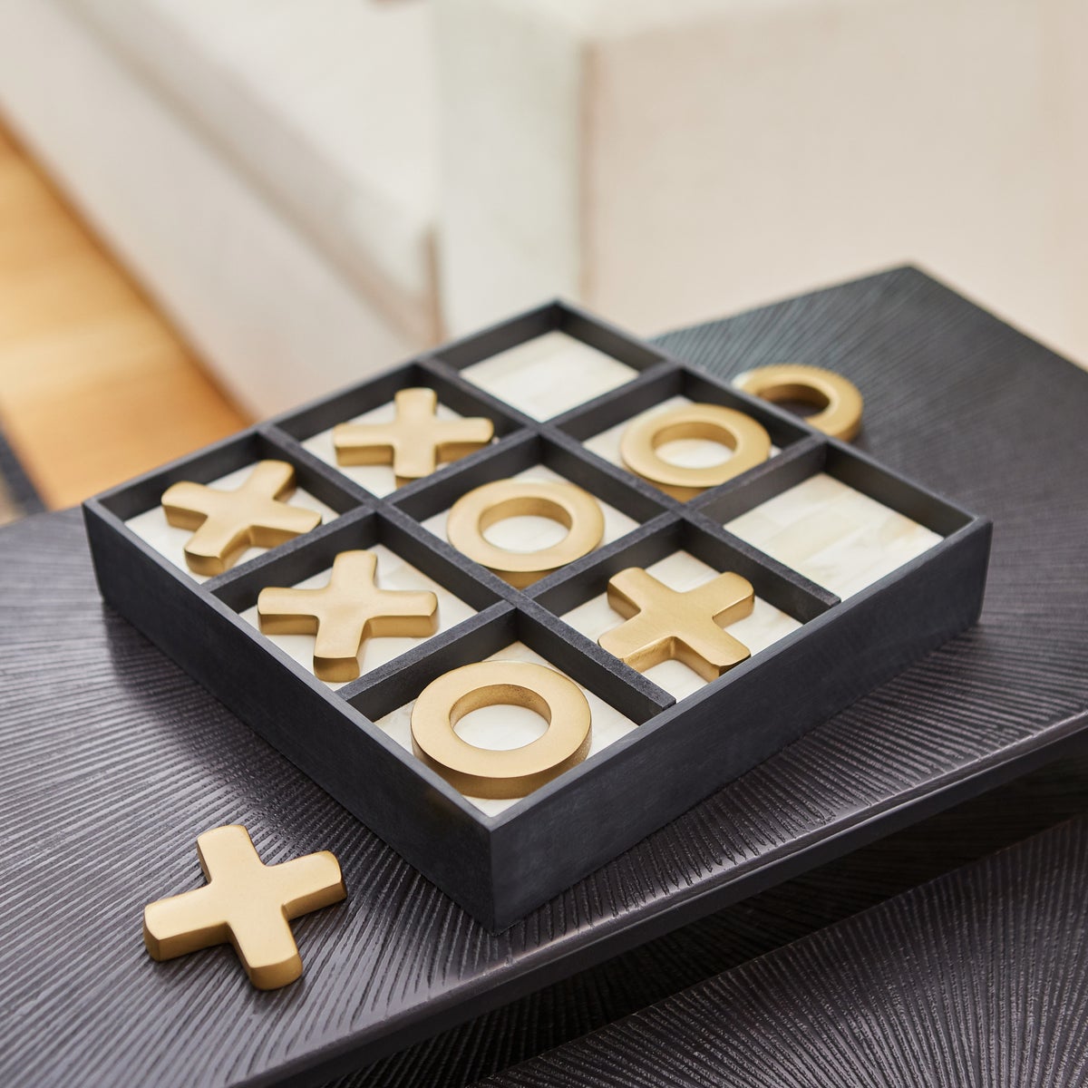 Tic Tac Toe Board, Gold & White