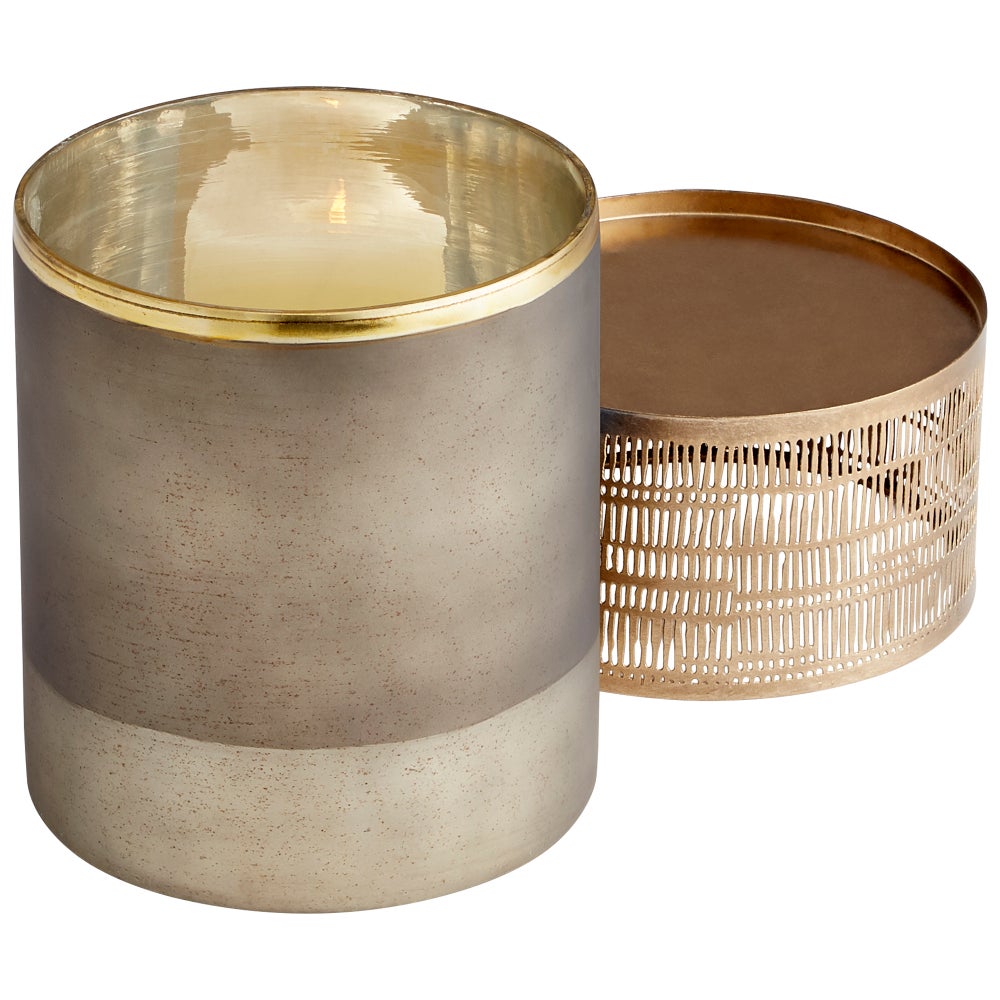 Lucid Silk Candleholder | Black Onyx And Antique Brass - Medium
