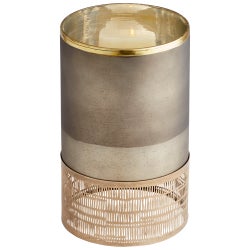 Lucid Silk Candleholder | Black Onyx And Antique Brass - Medium