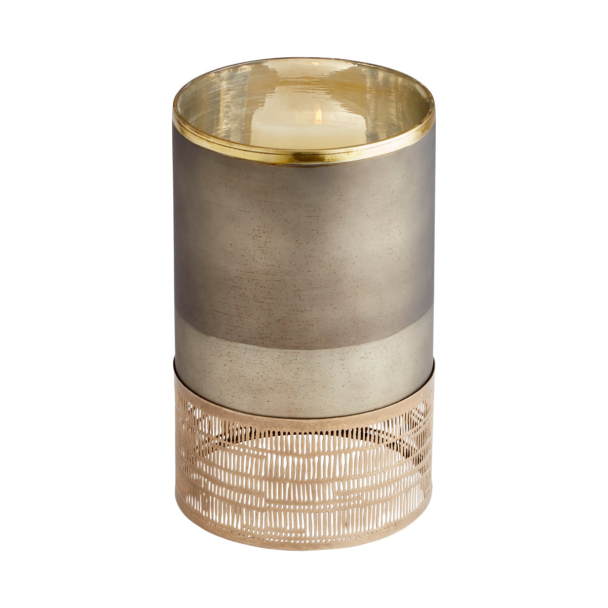 Lucid Silk Candleholder | Black Onyx And Antique Brass - Medium