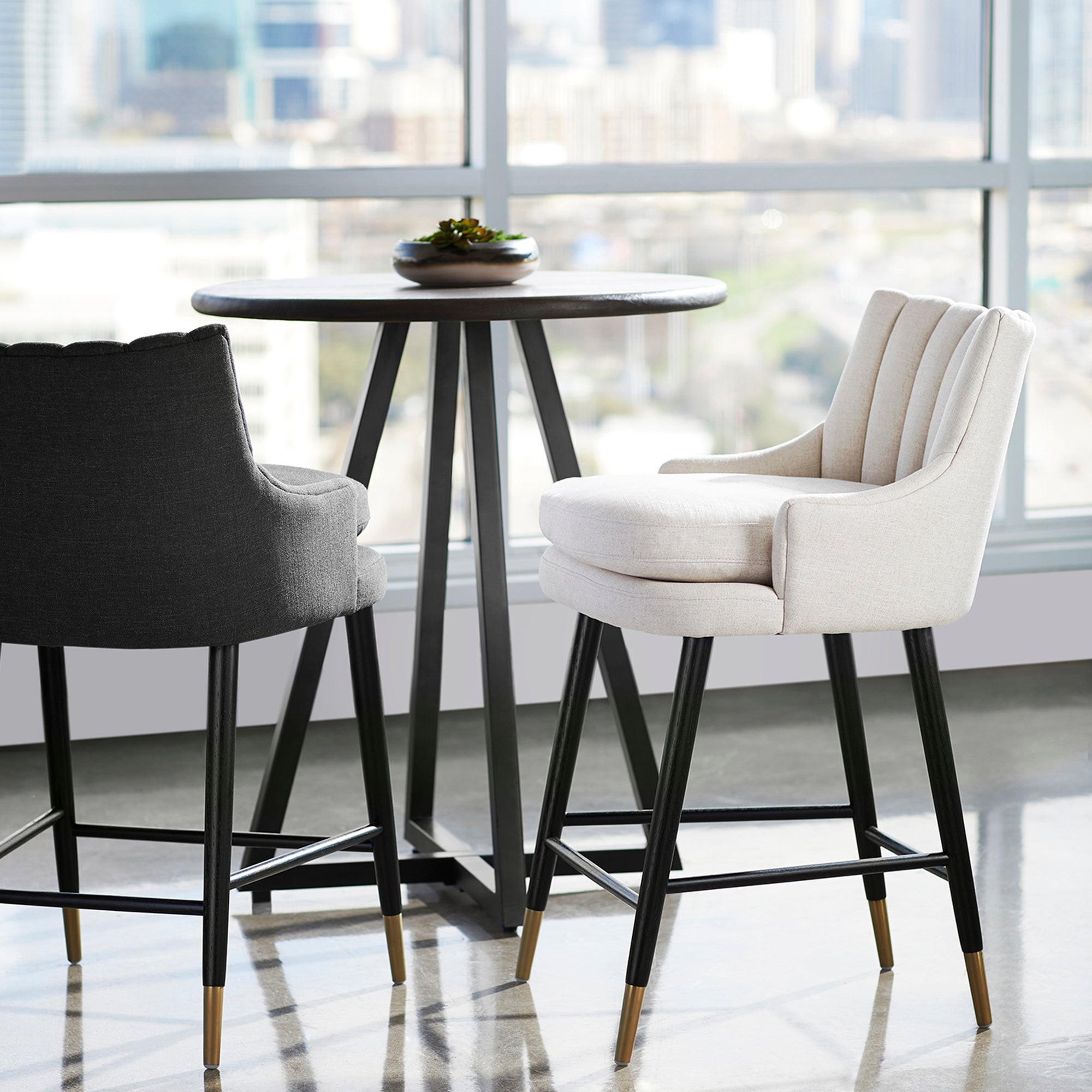 Black fabric 2024 counter stools