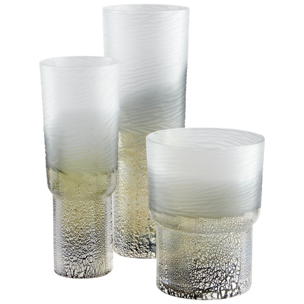 Canyonland Vase | Clear And Guilded Silver - Short
