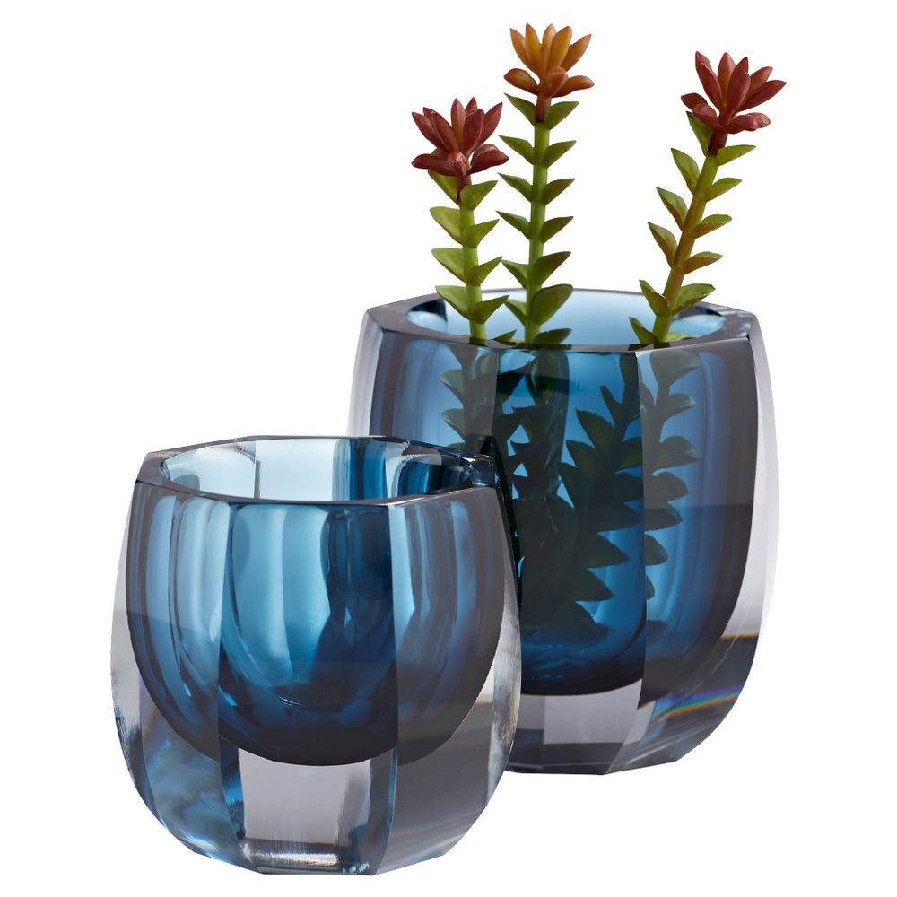 Azure Oppulence Vase | Blue & Clear - Small