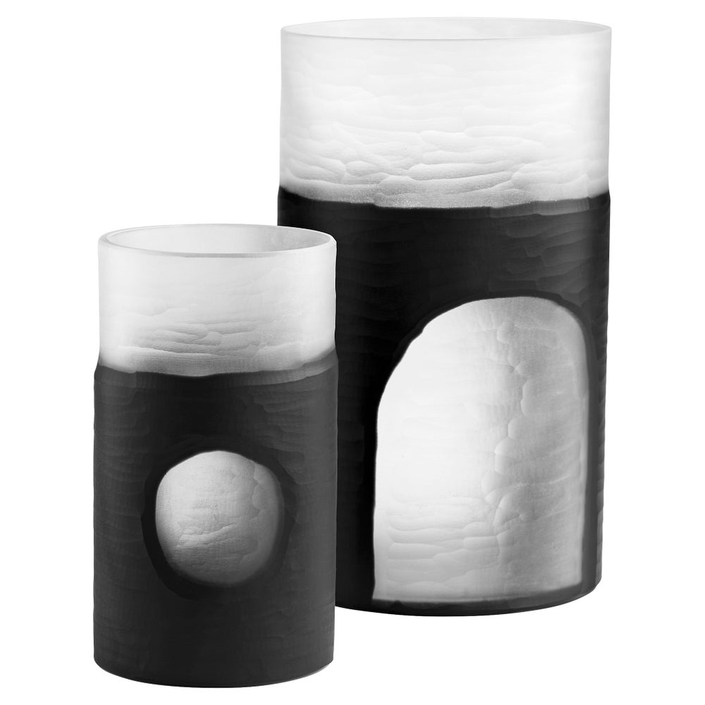 Ominous Frost Vase Short | Clear And Black
