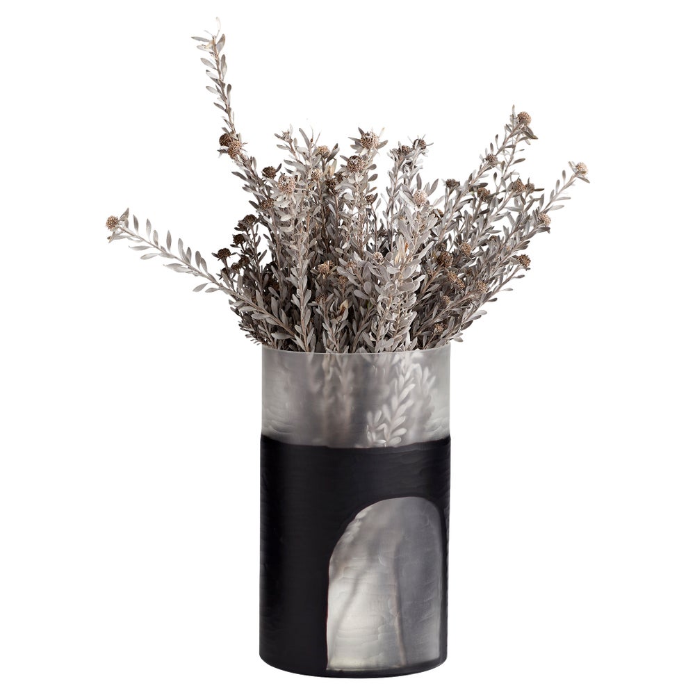 Ominous Frost Vase Tall | Clear And Black