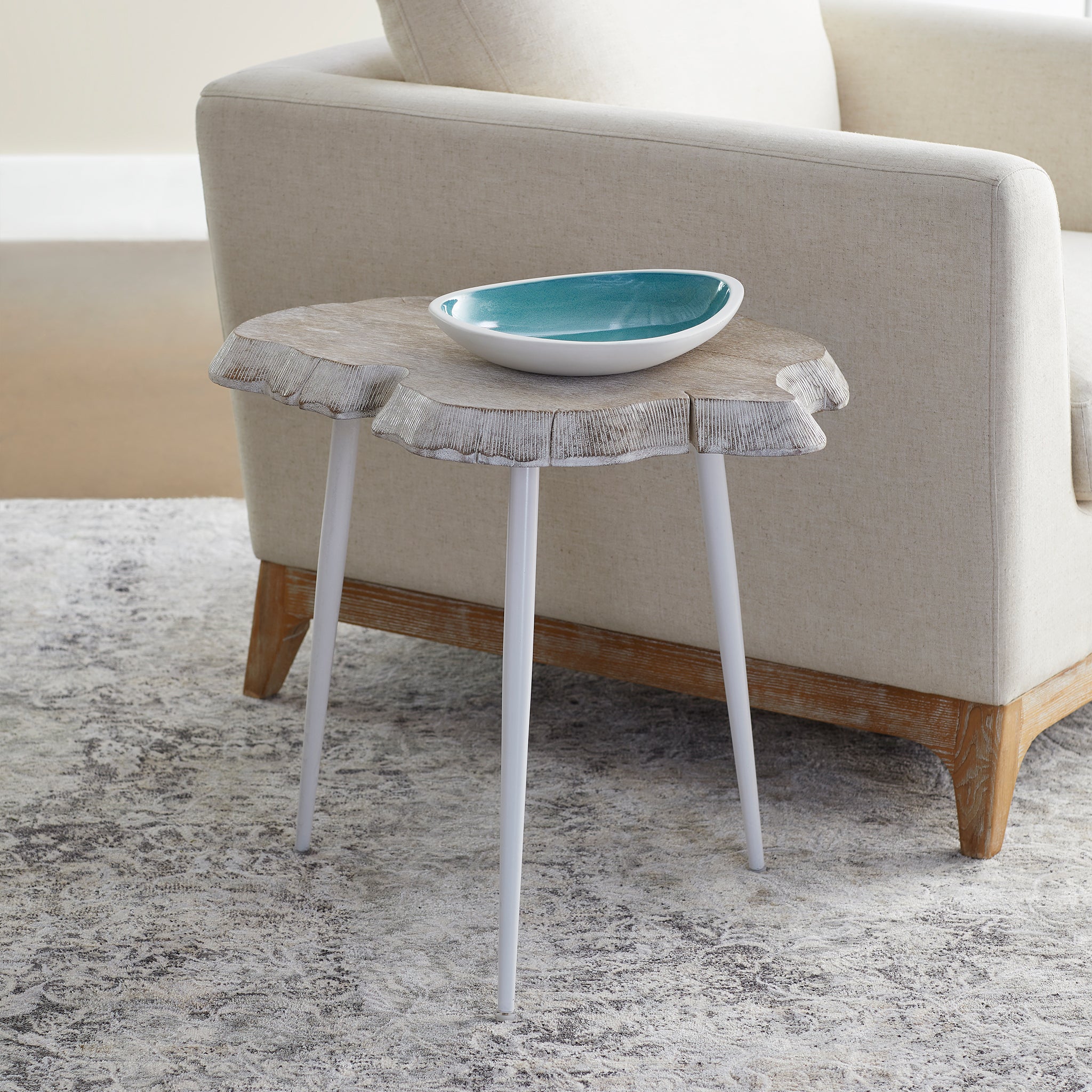 Palmer Side Table Whitewash side tables cyan sign