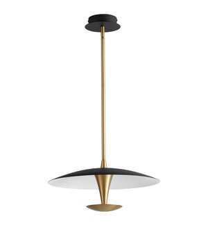 SPACELY 18" Pendant | Black & Aged Brass