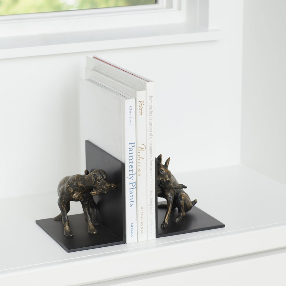 Taal Bookends Designed by J. Kent Martin, Black & Brass - bookends