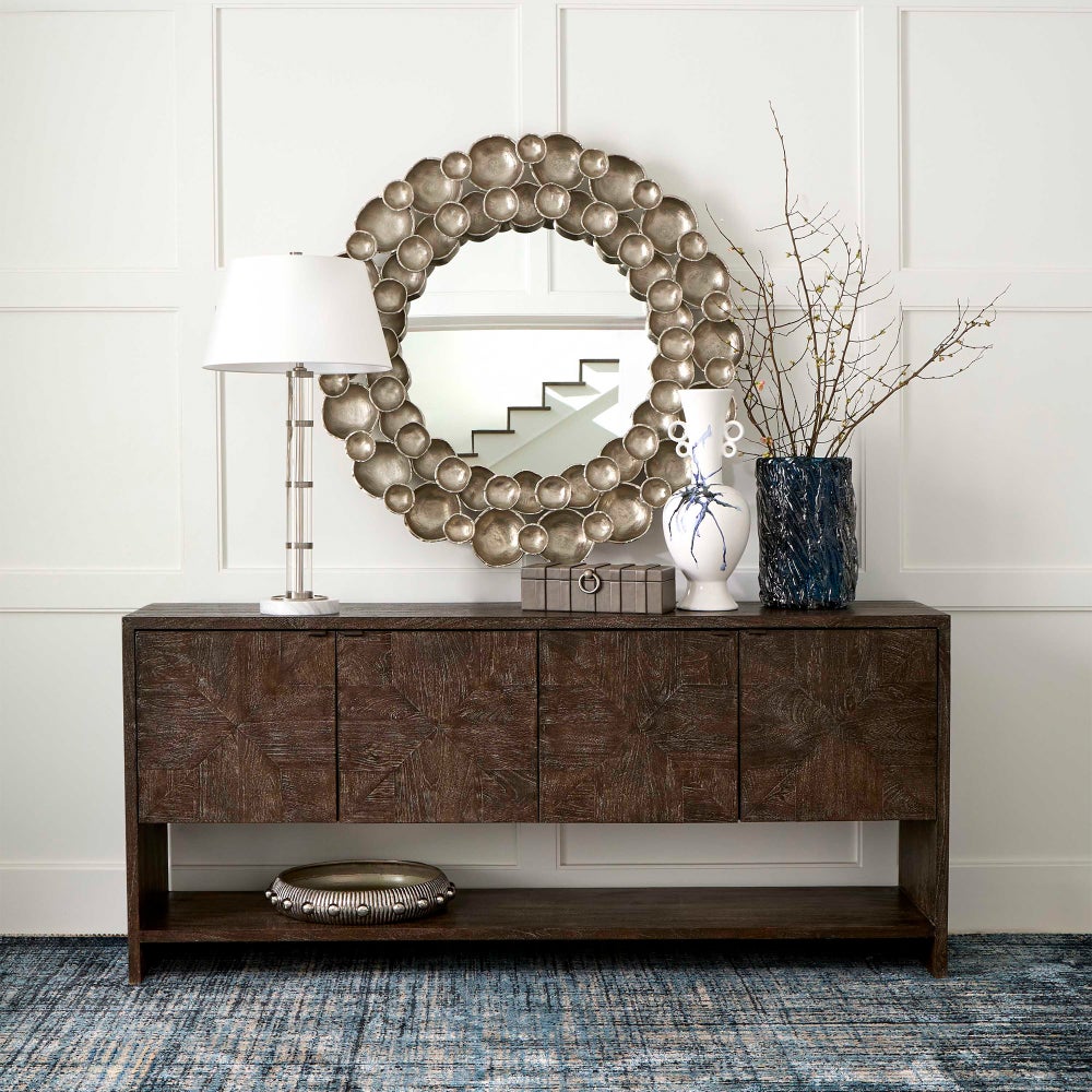 Gala Mirror Designed by J. Kent Martin Antique Nickel all cyan.design