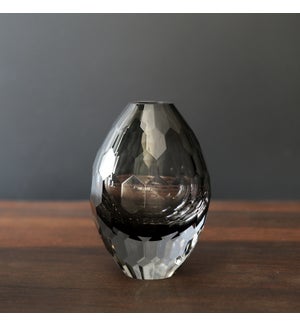 GLASS Faceted Teardrop Bud Vase (Smoke Grey)