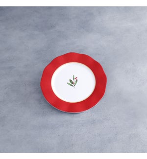 VIDA Holly 9" Salad Plate Set of 4 (Red and White)