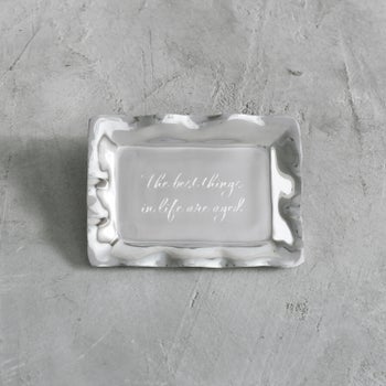 GIFTABLES Vento Rectangular Engraved Tray "The best things in life are aged"
