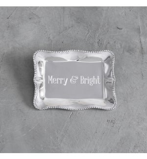 GIFTABLES Pearl Denisse Rectangular Engraved Tray "Merry & Bright"