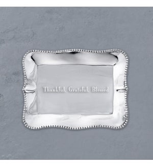 GIFTABLES Pearl Denisse Rectangular Engraved Tray "Thankful, Grateful, Blessed"