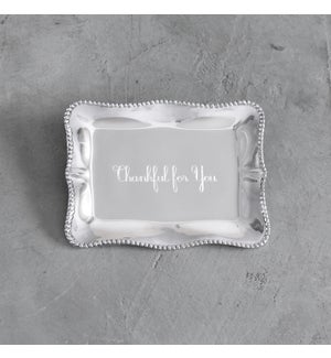 GIFTABLES Pearl Denisse Rectangular Engraved Tray "Thankful for You"