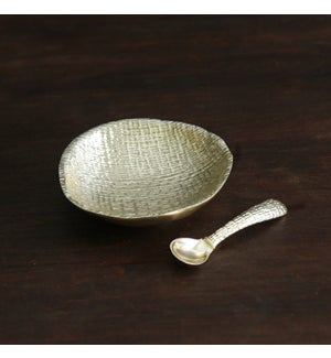 GIFTABLES Sierra Modern Tela Small Bowl  with Spoon (Gold)