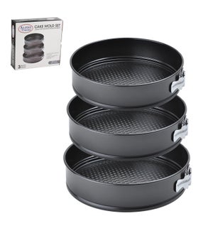 Cake Mould 3pc Set. Carbon steel 9.5in, 10in, 11in           643700050922