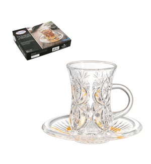 Tea Glass 6 by 6 set 4.5oz Gold design                       643700155931
