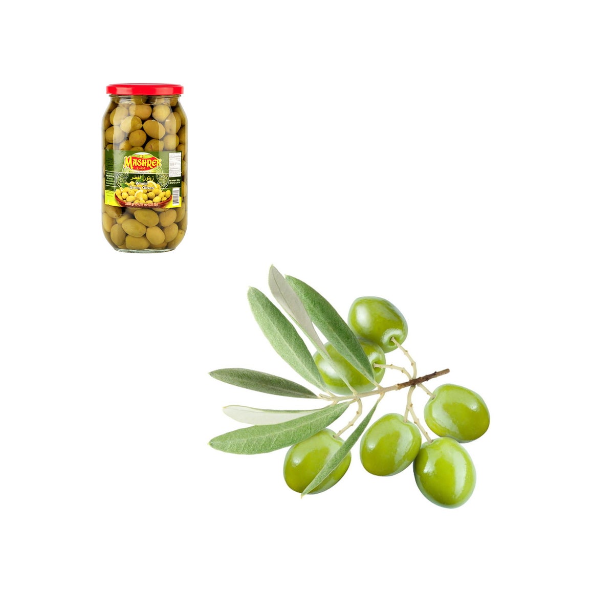 Al Mashrek Green Olives 2.32lbs 1055g                        643700170361