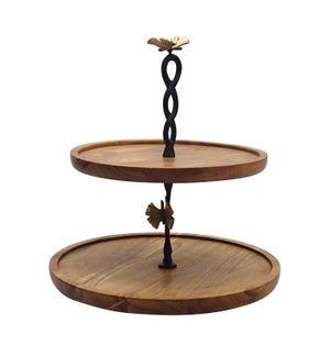 Cake Stand 2 Tier Wood 10x12x14in                            403352401006