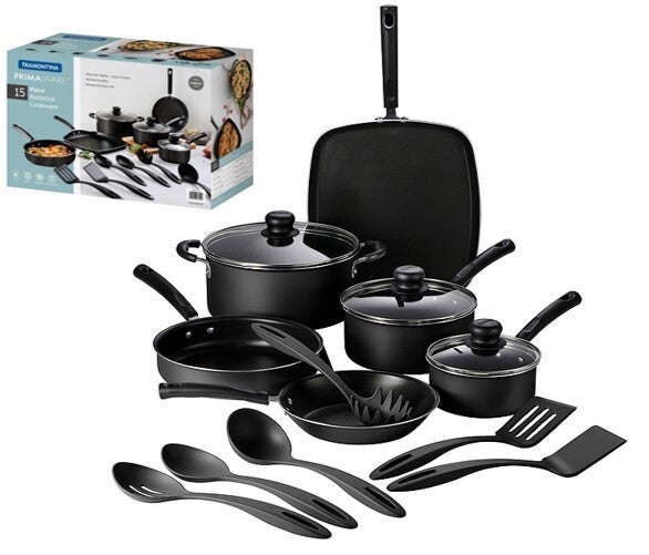 Tramontina 12pc Aluminum Nonstick Cookware Set - Black