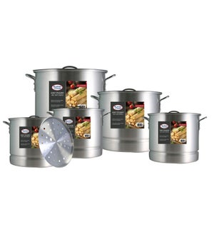 Stock Pot 15pc Set Aluminum with Steamer 20, 24, 32, 40, 52Q 643700063878