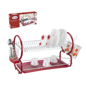 Dish Rack Chrome plated with PP tray 22in Red                643700211255