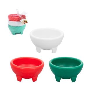 Salsa Bowl Plastic Small, 3pc set, red, white, green, 5x2.5i 643700141156