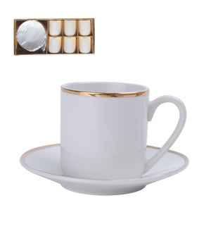 Coffee Cup and Saucer 6 by 6 100ml with gold rim             643700173850