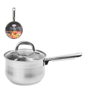 Sauce Pan SS 3Qt Belly Shape with Glass Lid                  643700269836