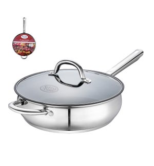 Saute Pan SS 10in Nonstick Coating, Belly Shape with Helping 643700269850