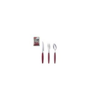 Flatware set 12pc service for 4, Red handle                  643700215673
