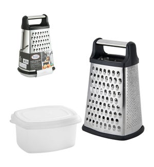 Jumbo Grater Four Sided SS 10in with Storage box             643700234155