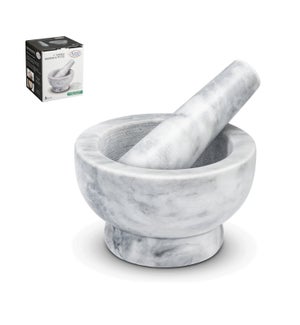 Mortar and Pestle Marble White 5x3in                         643700263797