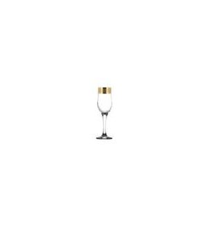 Champagne Glass 6pc 6.4 OZ  Set Gold Baroque Pattern         64370028448