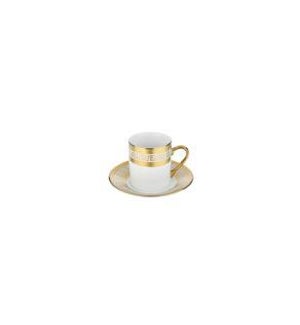 Coffee Cup and Saucer 3.5oz Gold Embossed Decal Porcelain    643700292353