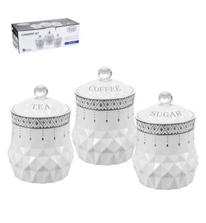 Canister 3pc Set New Bone China, Silver Design               643700310903