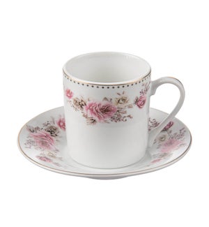 Coffee Cup and Saucer 6 by 6,3.5oz,Porcelain Super White Rou 643700311160