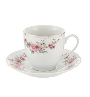 Tea Cup and Saucer 6 by 6,7oz,Porcelain Super White Round Sh 643700311238