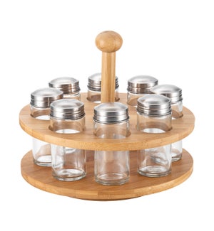 Glass Spice Bottles with Bamboo Rack 9x7.5in                 643700315960