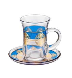 Tea Glass 6 by 6 Set 5Oz Gold Design                         643700322760