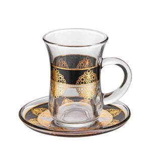 Tea Glass 6 by 6 Set 5Oz Gold Design                         643700322777