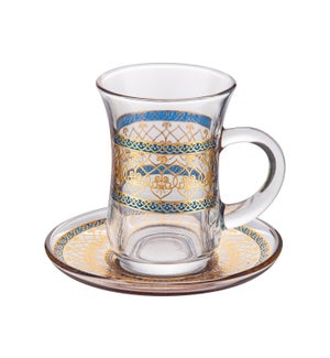 Tea Glass 6 by 6 Set 5Oz Gold Design                         643700322791