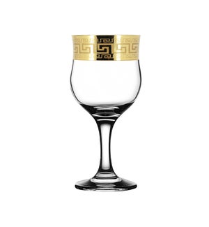 Wine Glass 6pc 8.10 OZ  Set Gold Baroque Pattern             643700324702